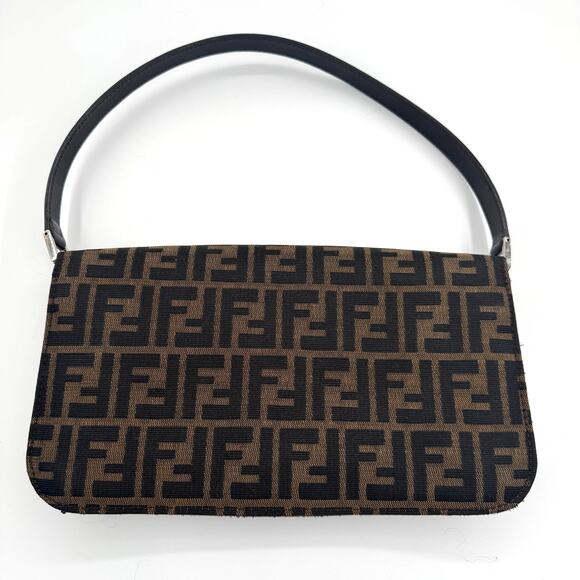 Fendi FF Tobacco Zucca Baguette Shoulder Bag Canvas Leather SHW Authentic CoA - Picture 14 of 16